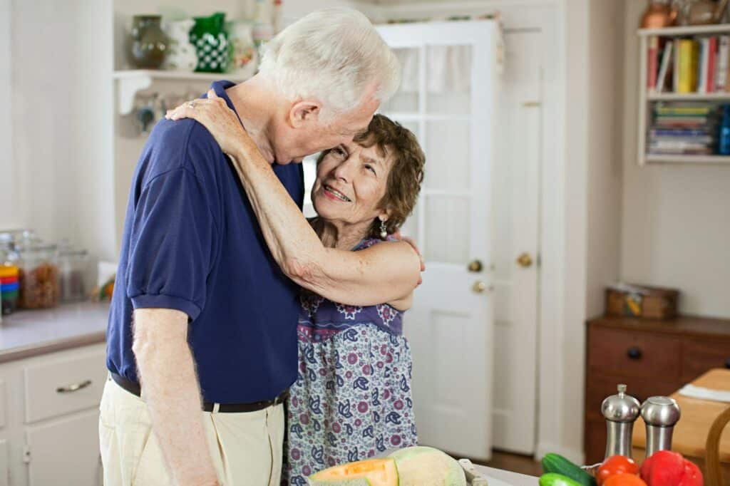 Senior couple in kitchen